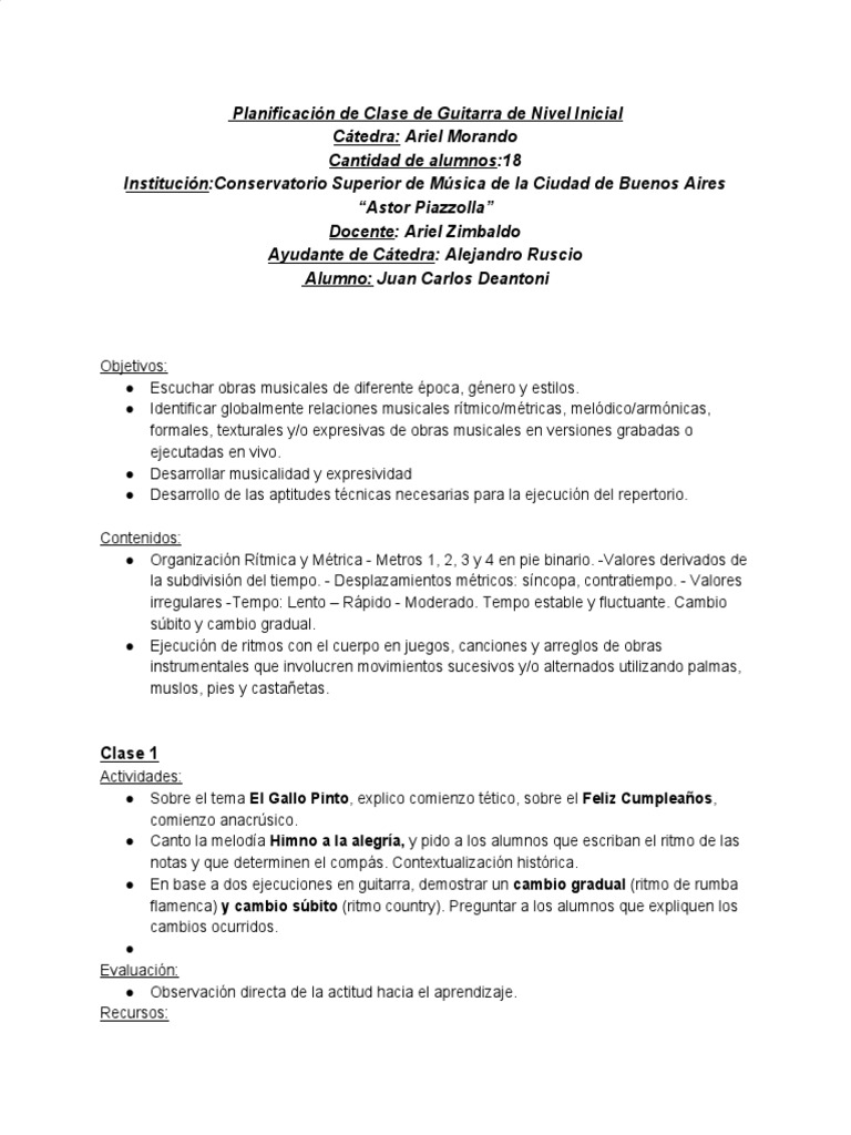 Planificacion Clase De Nivel Inicial