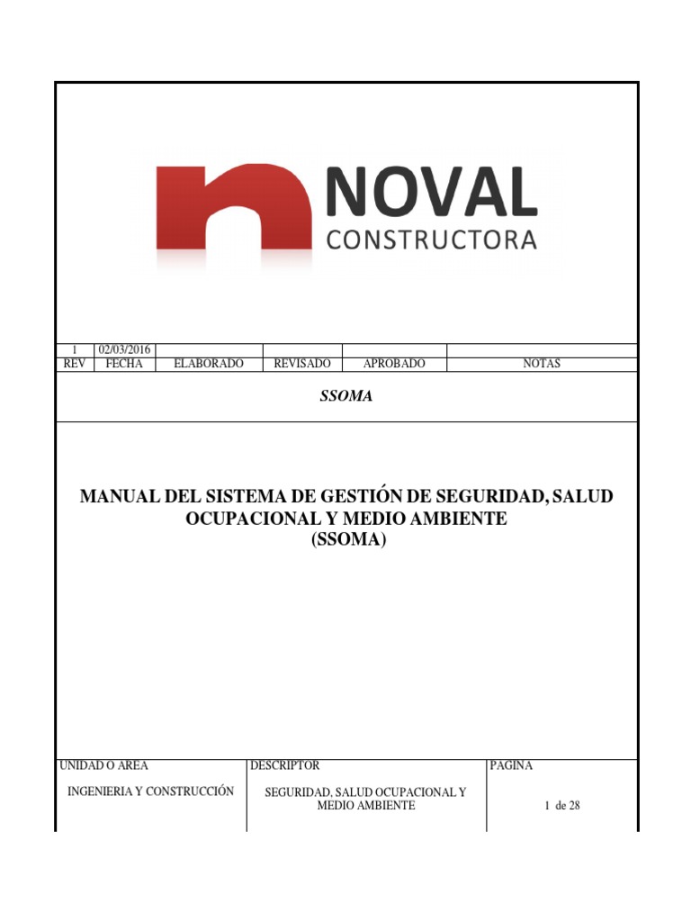 Manual de Sistema de Gestion SOMA | PDF | Seguridad y salud ocupacional ...