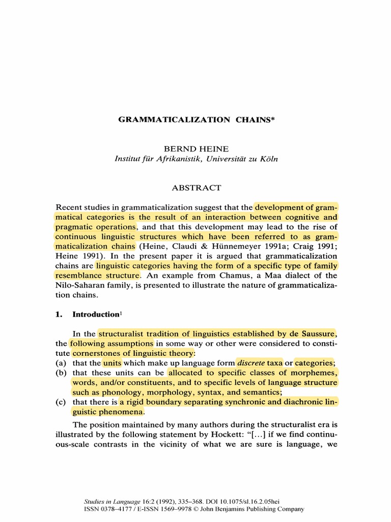 Grammatical Chains | PDF | Verb | Semantics
