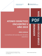 Nivel Secundario - Ateneo Didactico 2019 Encuentro 1 - Ciclo Basico Lengua - Carpeta Coordinador