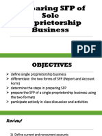 Preparing SFP of Single Propriertorship Business