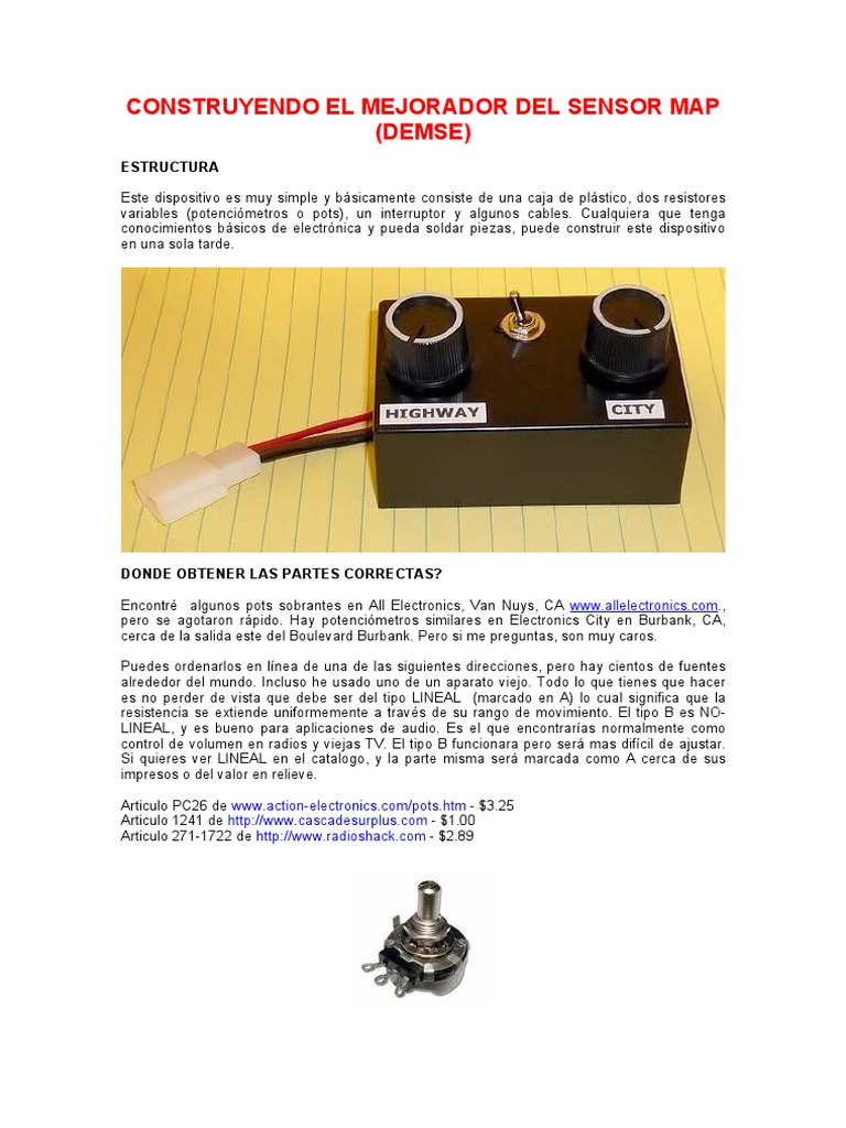 Mejorador Del Sensor MAP | PDF | Resistor | Diodo emisor de luz