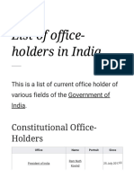 List of Office-Holders in India