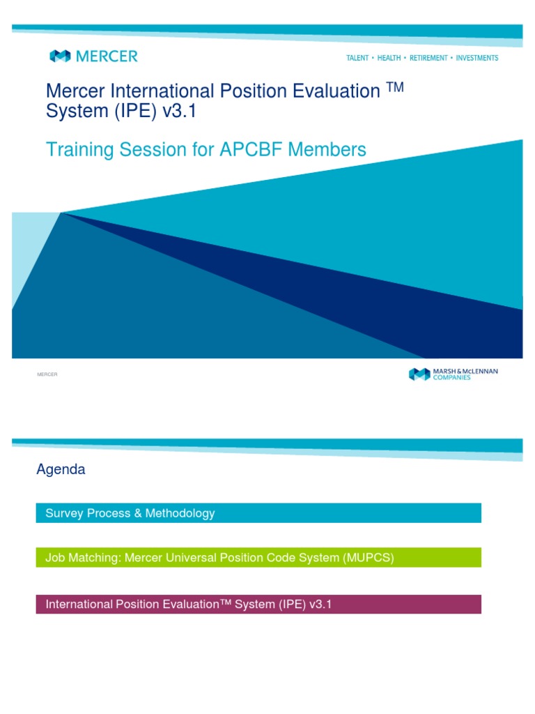 Slidex - Tips - Mercer International Position Evaluation TM System Ipe v31  Training Session For Apcbf Members Mercer PDF | PDF | Chief Executive  Officer | New Product Development