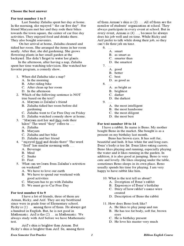 Latihan Soal Pat Bahasa Inggris Kelas 8 Pdf Nature