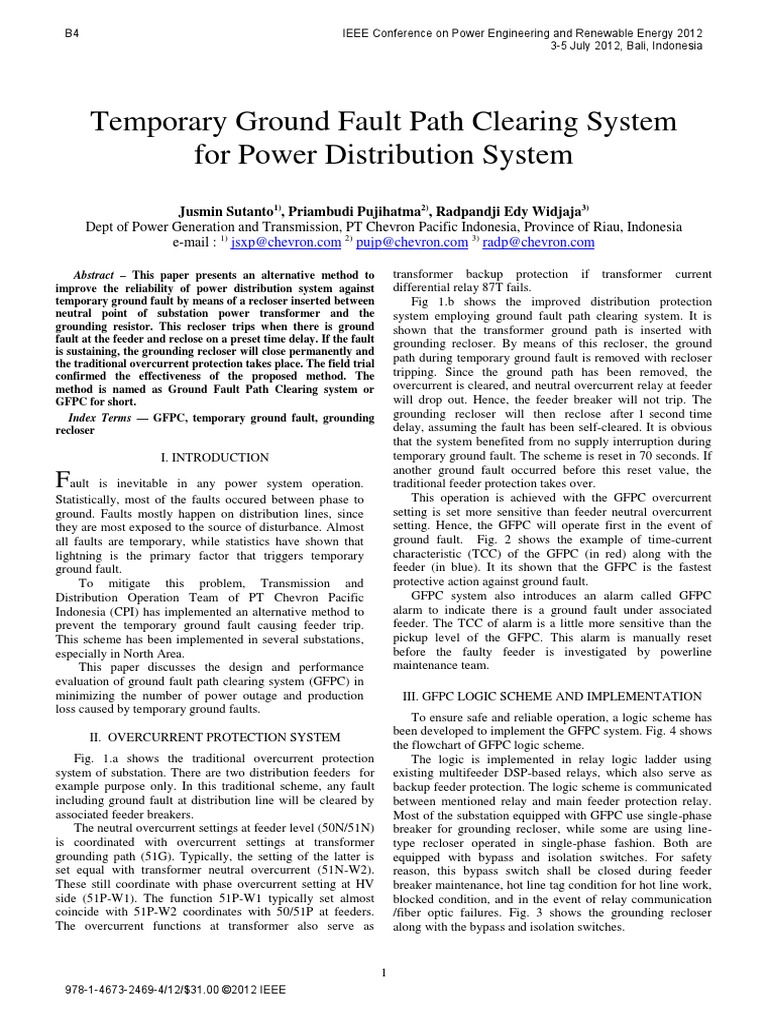 Temporary Ground Fault Clearing System PDF | PDF | Electrical ...