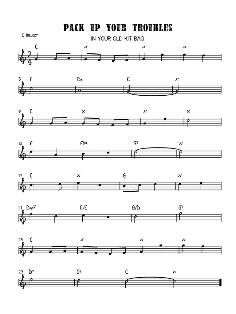 Pack Up Your Troubles C Melody