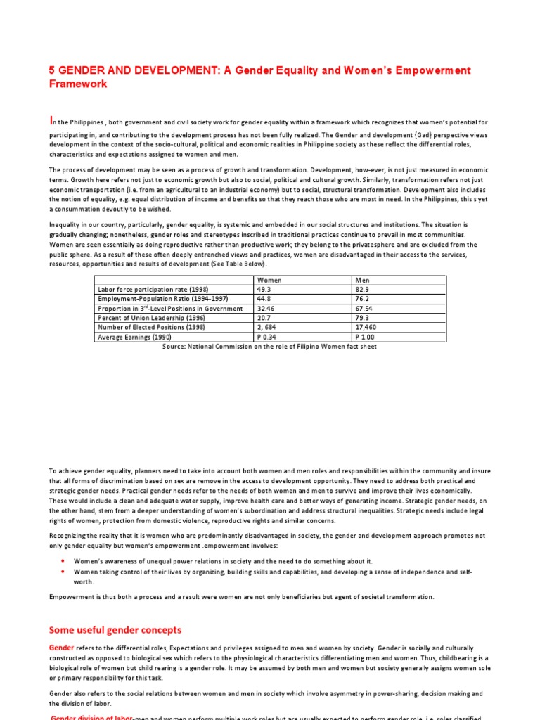 Gender Equality Framework in the Philippines | PDF | Gender And ...