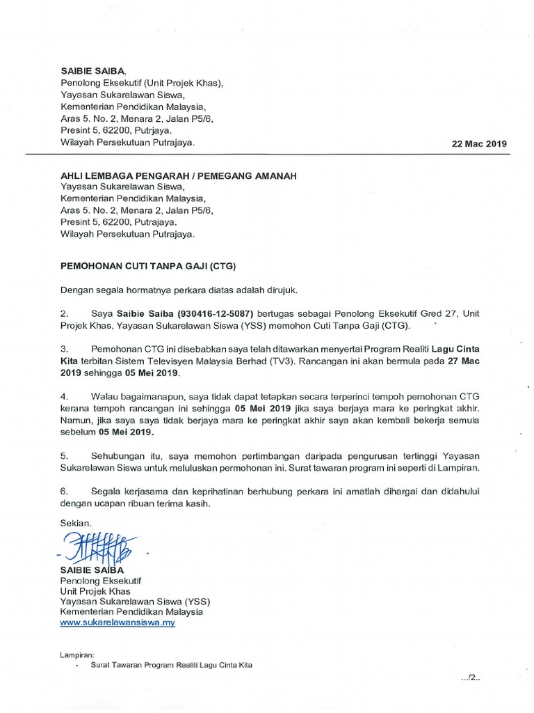 Surat Permohonan Cuti Tanpa Gaji Contoh Surat Cuti Tanpa Gaji Beserta