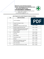 Daftar Pelayanan Dan Jarak Dengan Fasilitas PKM Girimaya