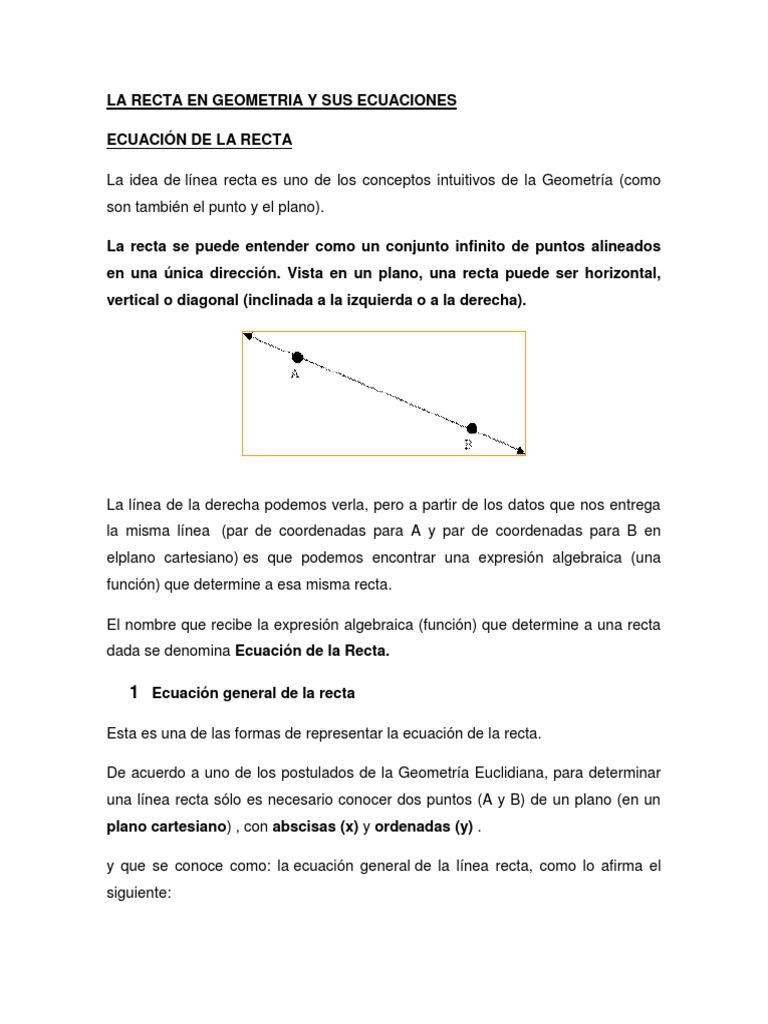 La Recta en Geometria y Sus Ecuaciones | PDF | Línea (geometría ...