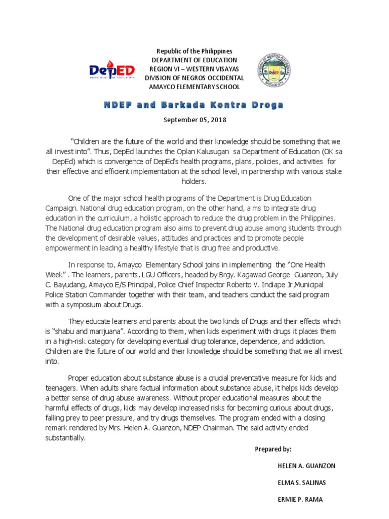 Drug Education Campaign Report | PDF | Substance Abuse | Behavioural ...