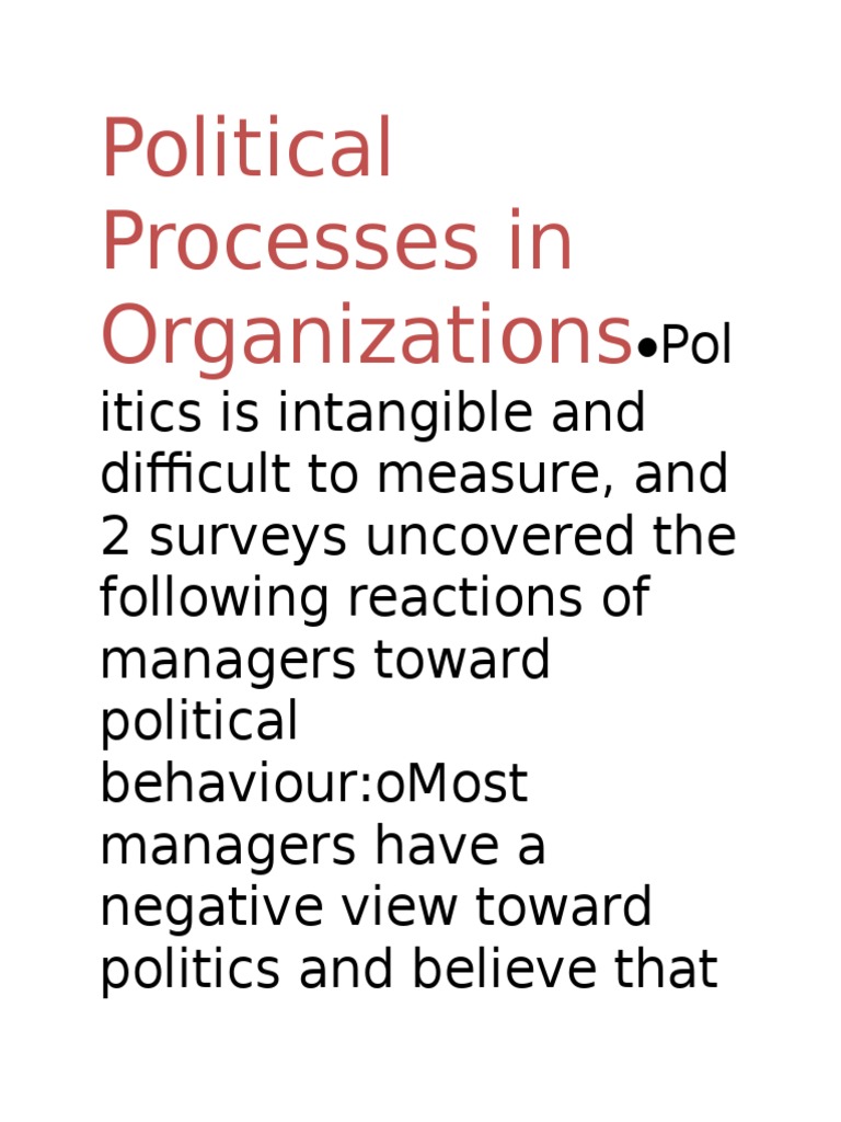 Organizational Politics and Power Dynamics | PDF