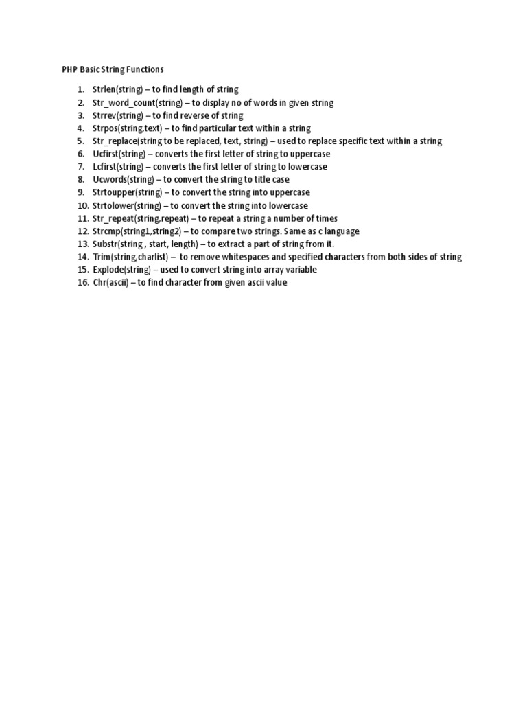 PHP Basic String Functions PDF