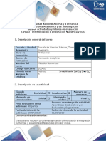 Guía de Actividades y Rúbrica de Evaluación - Tarea 3 - Diferenciación e Integración Numérica y EDO