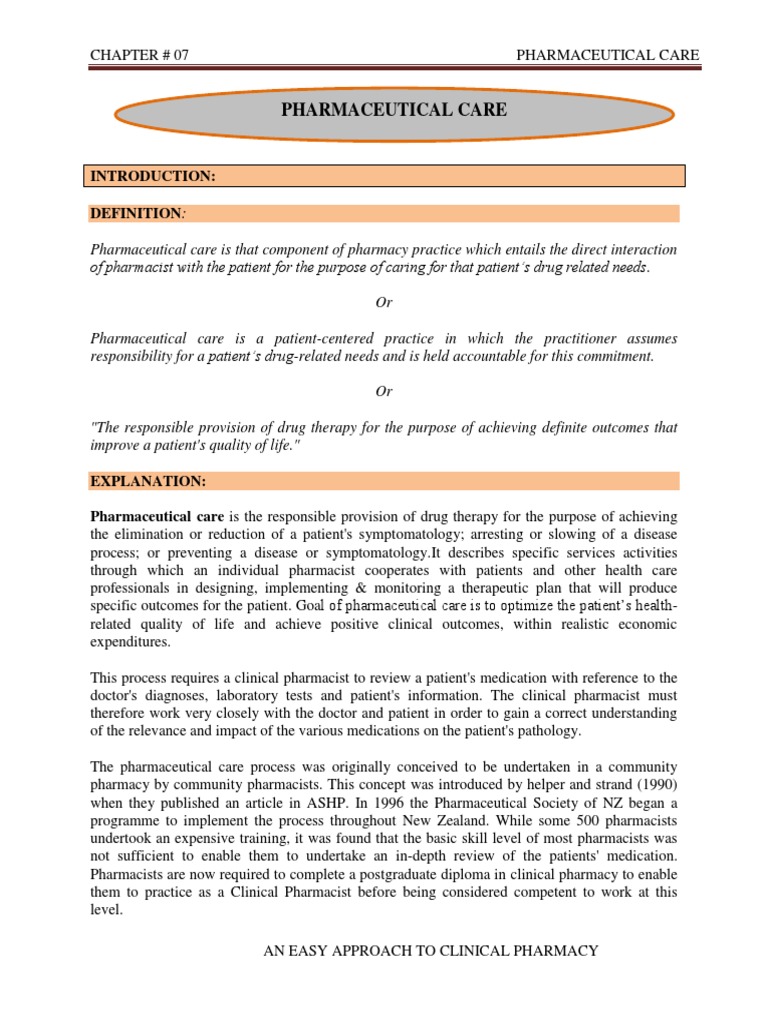 Pharmaceutical Care Pdf | The Pharmacist Guide to Implementing ...