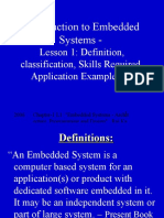 Introduction To Embedded Systems - : Lesson 1: Definition, Classification, Skills Required, Application Examples, .