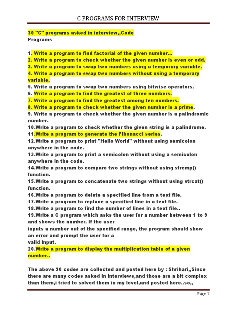 Competitive C Programs | PDF | Filename | C (Programming Language)