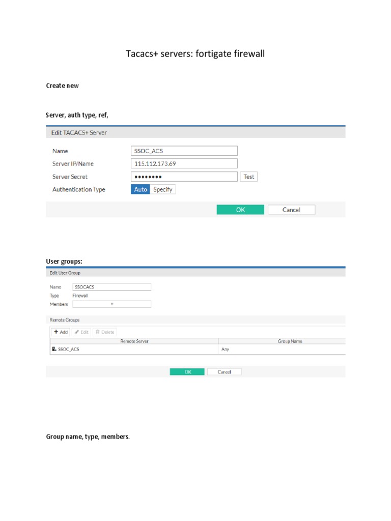 Fortigate TACACS+ Server Setup Guide | PDF