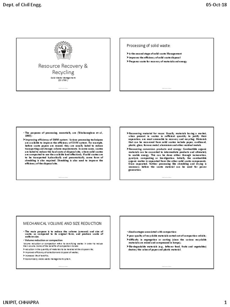 Resource Recovery in Solid Waste Management | PDF | Waste Management ...