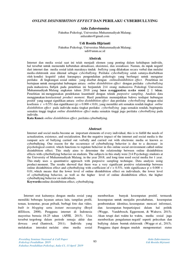 What Predicts Online Disinhibition? Examining Perceptions of Protection ... - Online Disinhibition