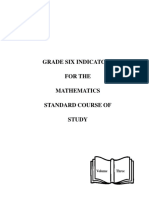 Grade Six Indicators For The Mathematics Standard Course of Study