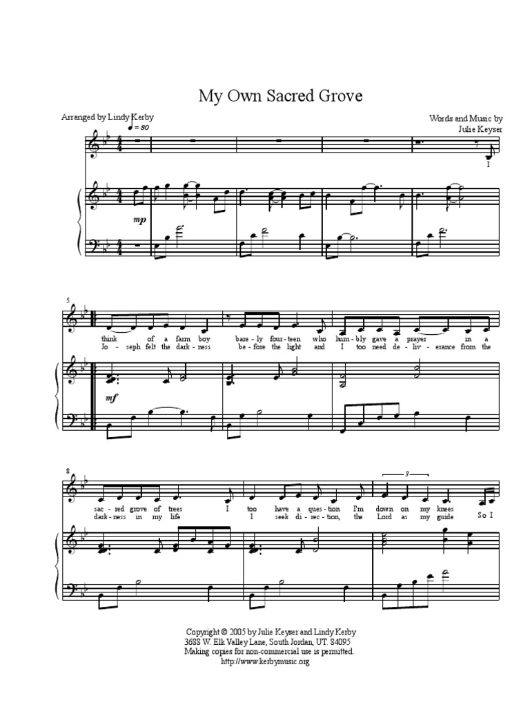 My Own Sacred Grove Sheet Music