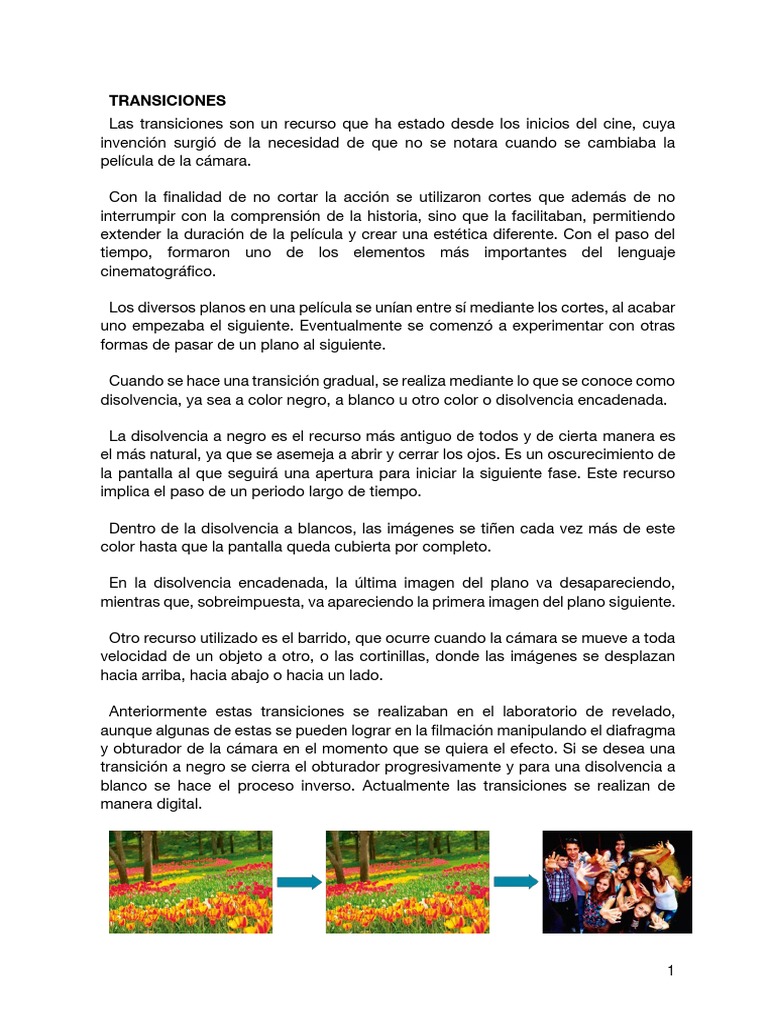 Tipos de Transiciones Cinematográficas | PDF | Lentes de aumento ...