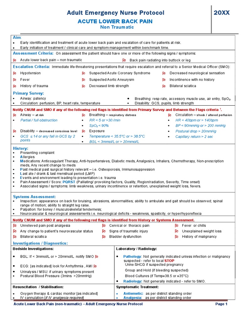 Emergency Protocol for Acute Back Pain | PDF | Back Pain | Emergency ...