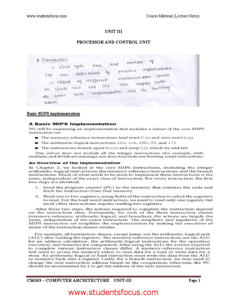 MIPS Processor Architecture Overview | PDF | Computer Architecture ...