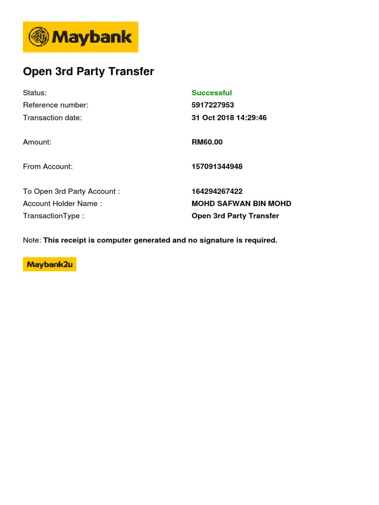 Open 3rd Party Transfer: Successful | PDF