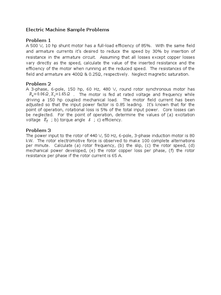 Electric Machine Problem Solutions | PDF