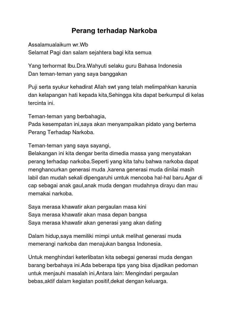 Pidato Perang Terhadap Narkoba  PDF