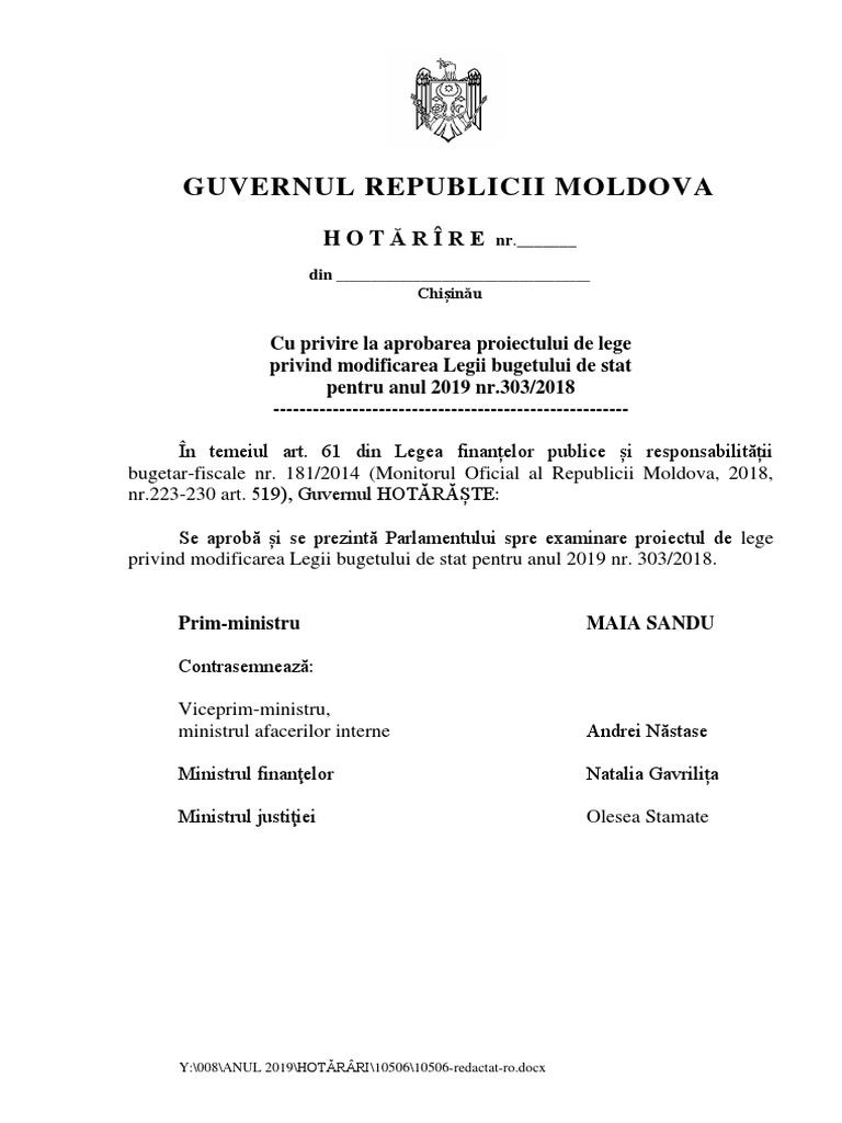 Legea Bugetului De Stat 2019