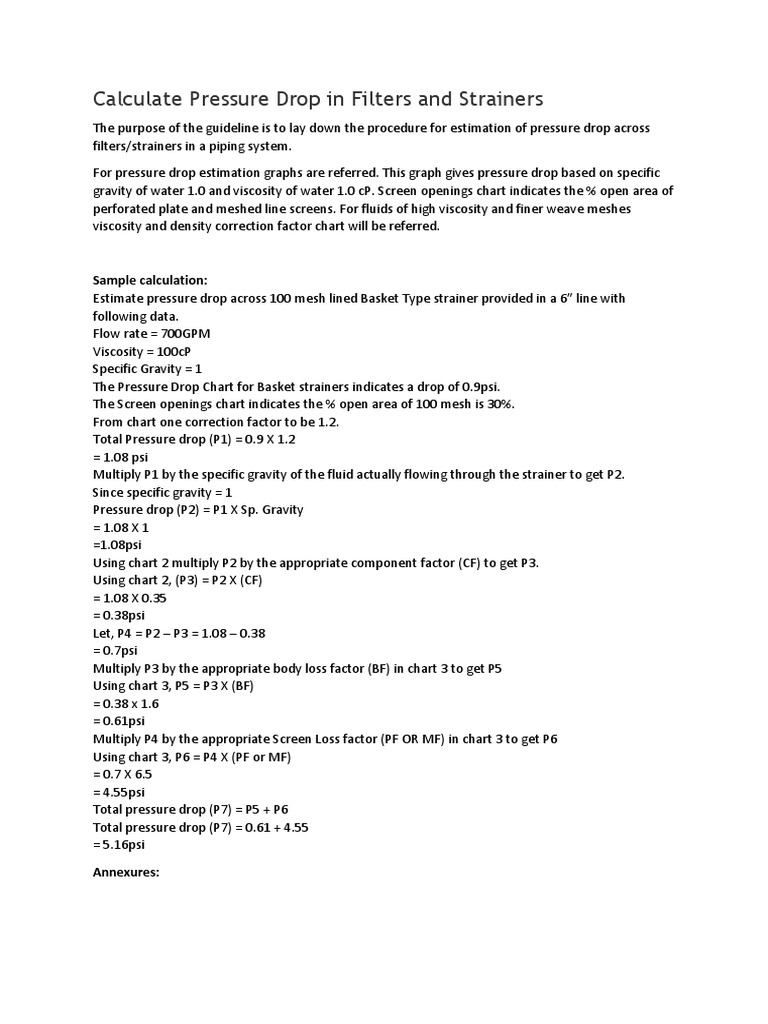 Pressure Drop Calculation in Filters and Strainers PDF