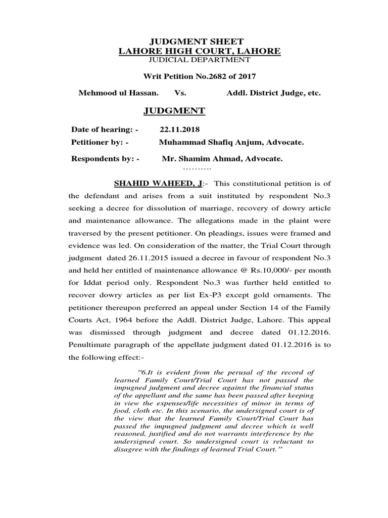 Lahore High Court Writ Petition Ruling | PDF | Judgment (Law) | Appeal