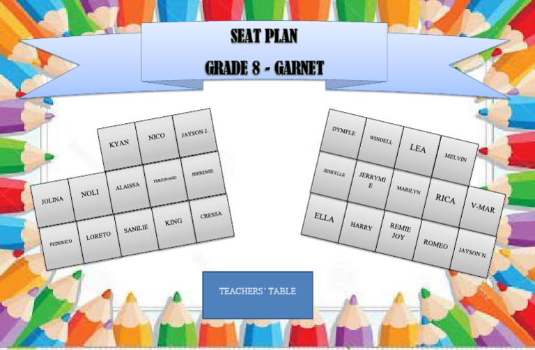 Seat Plan Grade 8 - Garnet: Teachers' Table | PDF