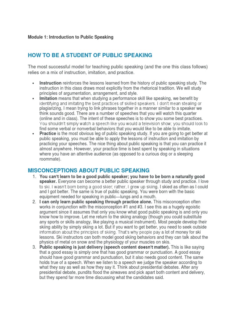 An Introduction to Public Speaking: Instruction, Imitation, Practice ...