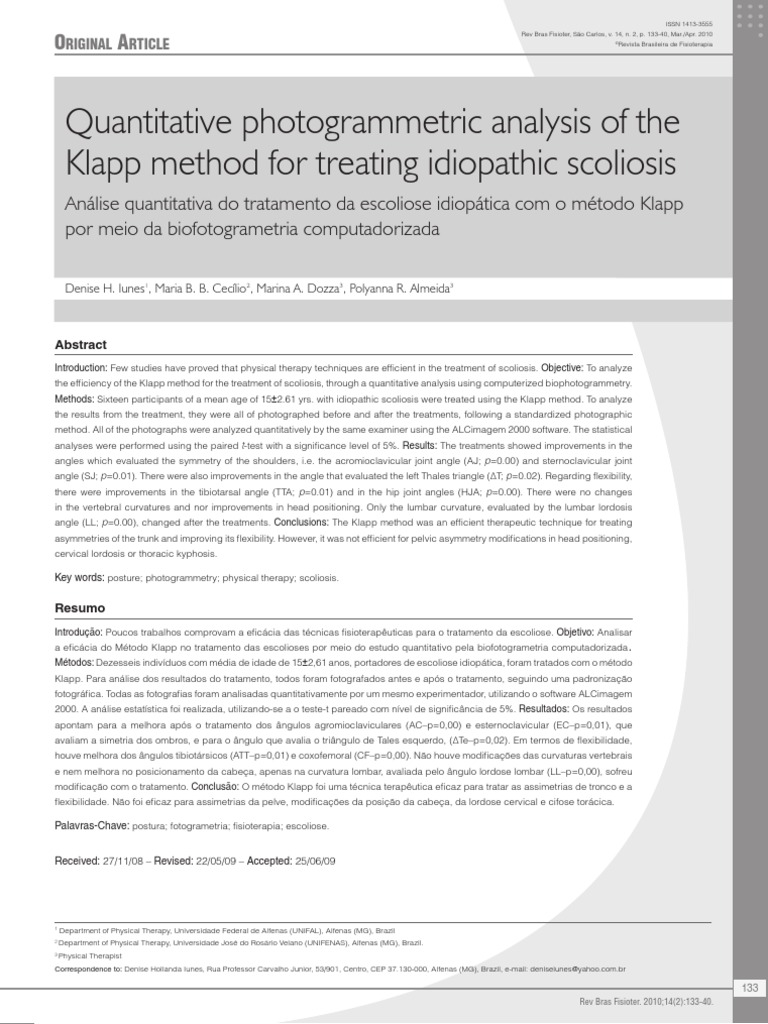 Klapp Method For Idiopathic Scoliosis | PDF | Scoliosis | Pelvis