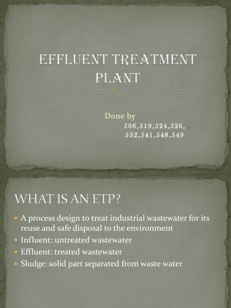 Effluent Treatment Plant Overview | PDF | Sewage Treatment ...
