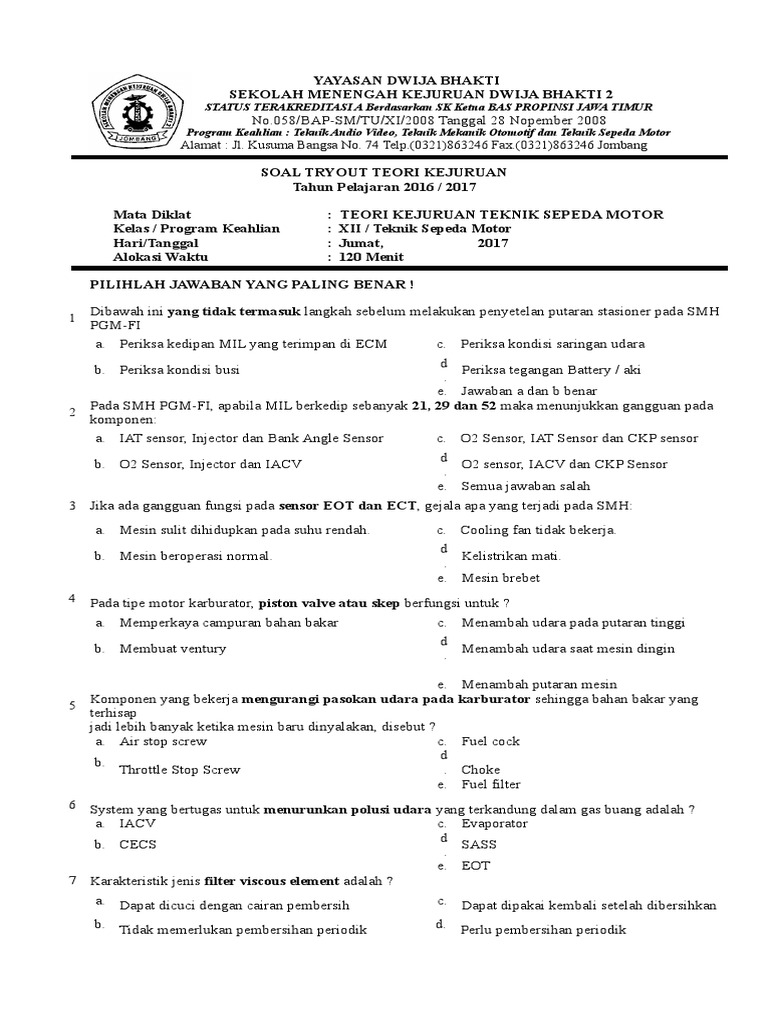 Soal Tryout Un Smk Tsm 2016 2017