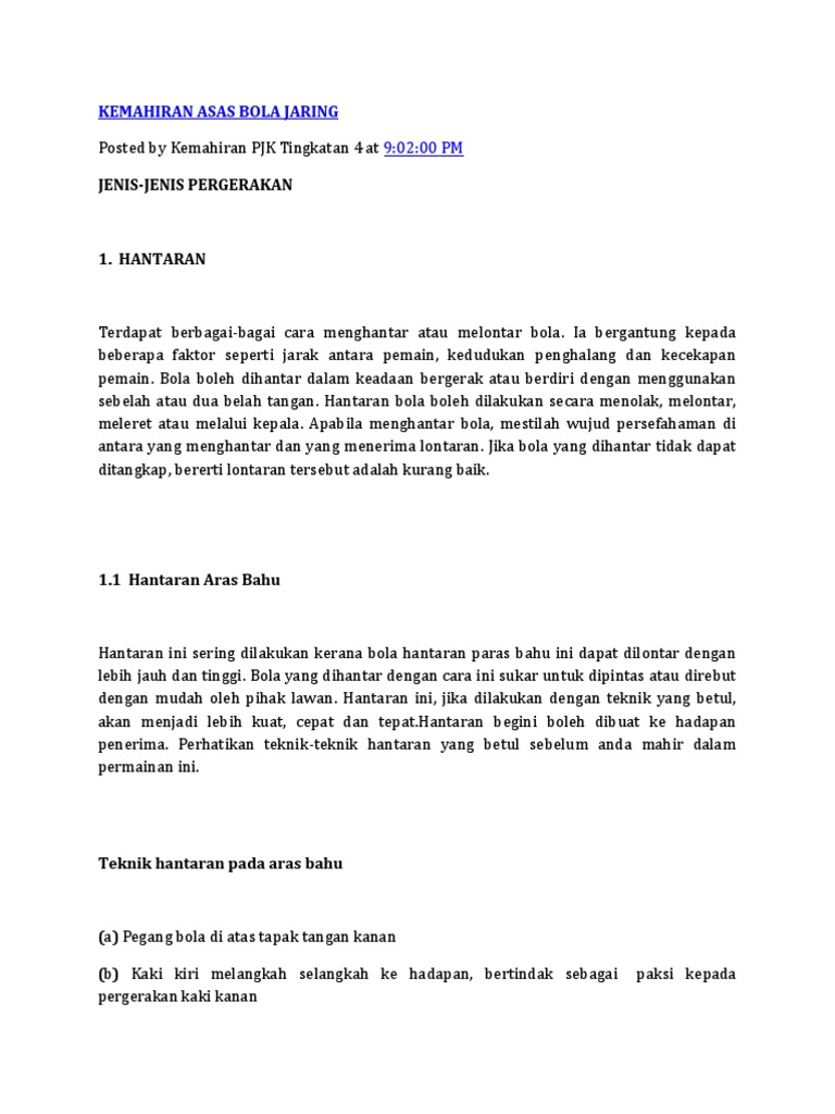 Kemahiran Asas Bola Jaring Pdf