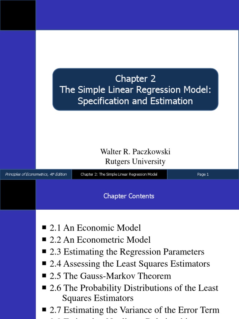 The Simple Linear Regression Model: Specification and Estimation | PDF ...