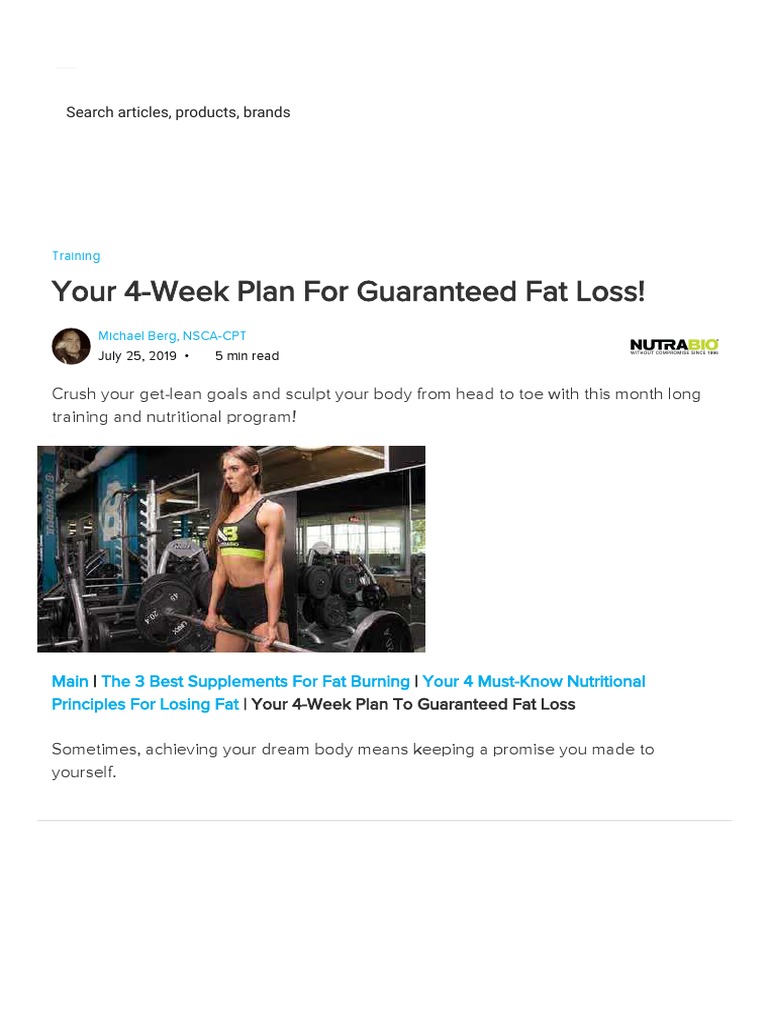 Your 4-Week Plan For Guaranteed Fat Loss! | PDF | Physical Fitness ...
