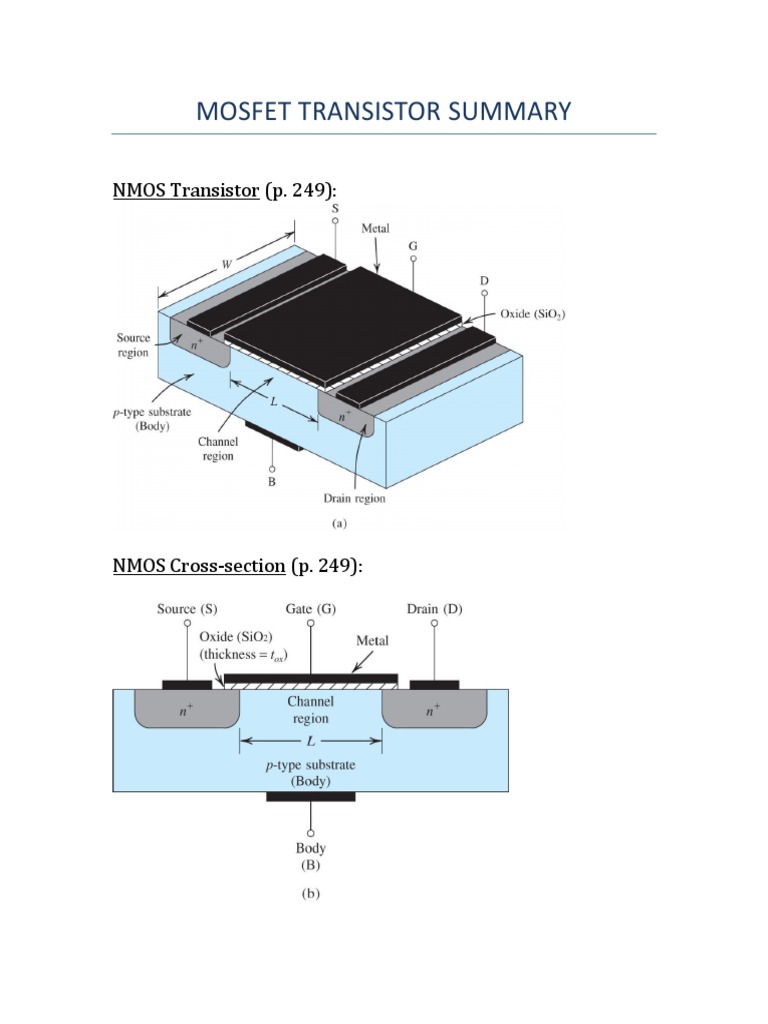Mosfet Transistor Summary | PDF