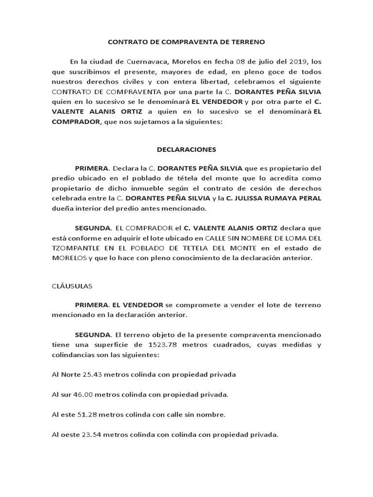 contrato venta de terreno en pagos Pagaré Justicia