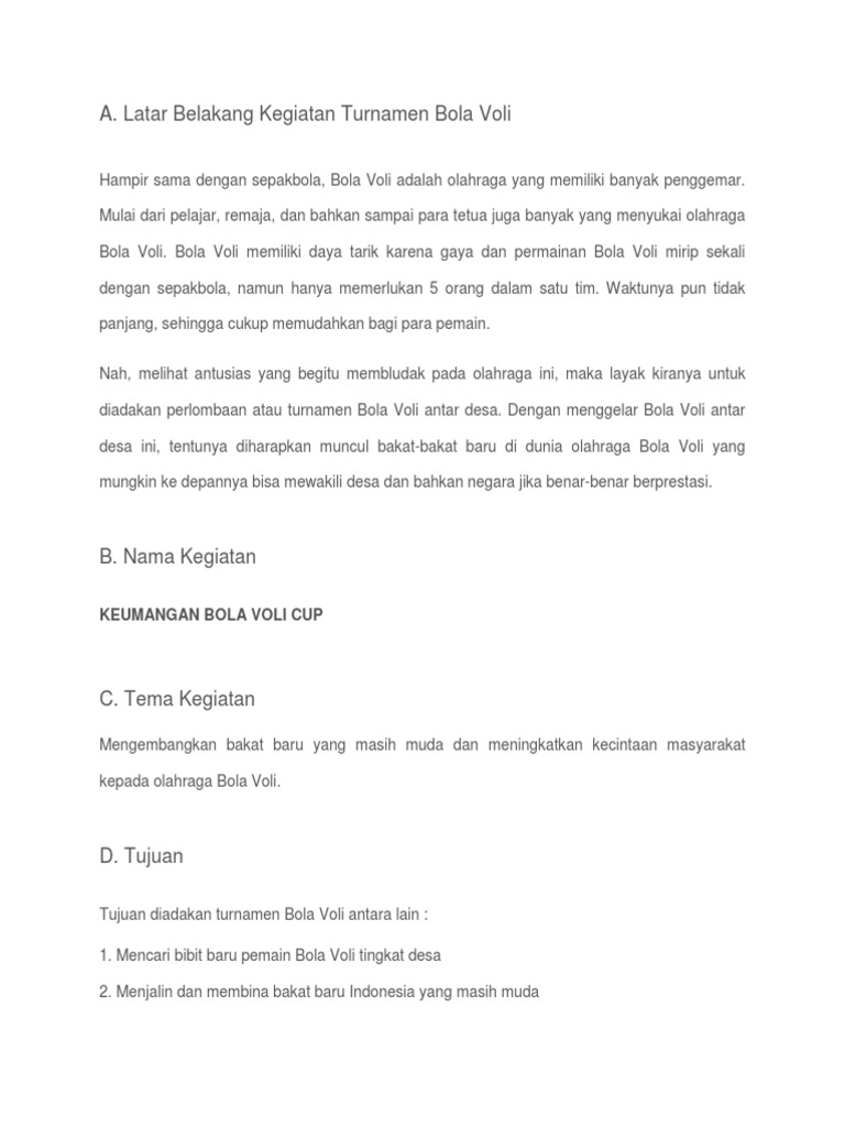 Proposal Turnamen Bola Voly