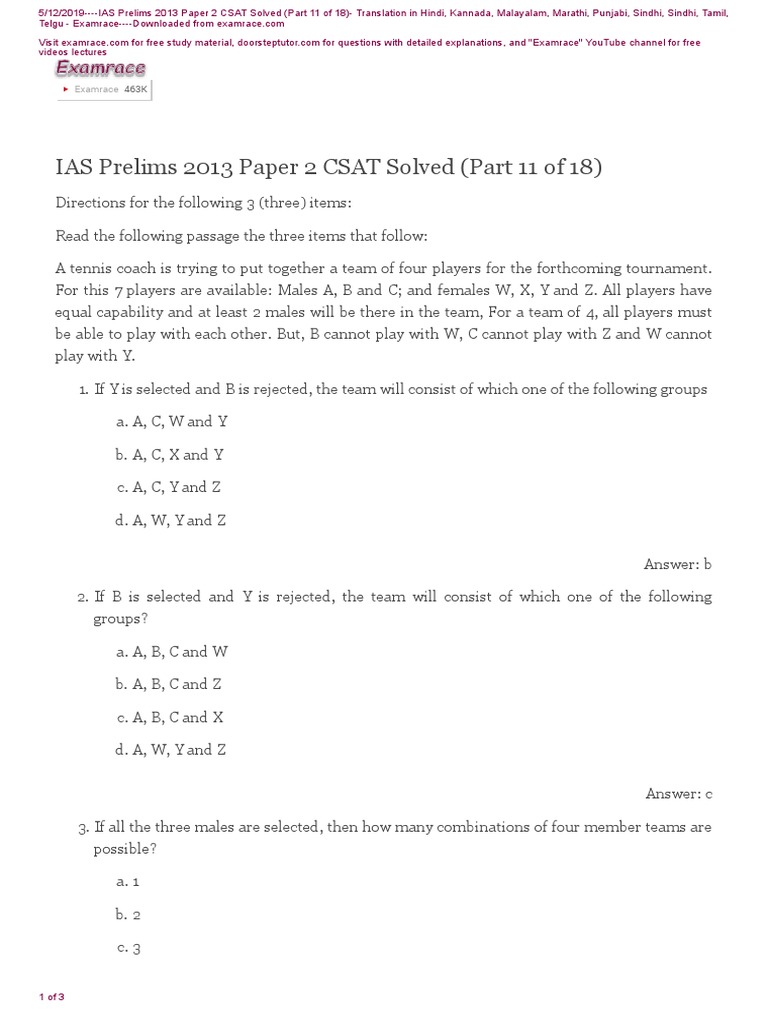 UPSC 2013 CSAT Paper 2 Solutions | PDF | Languages Of Asia | Languages ...