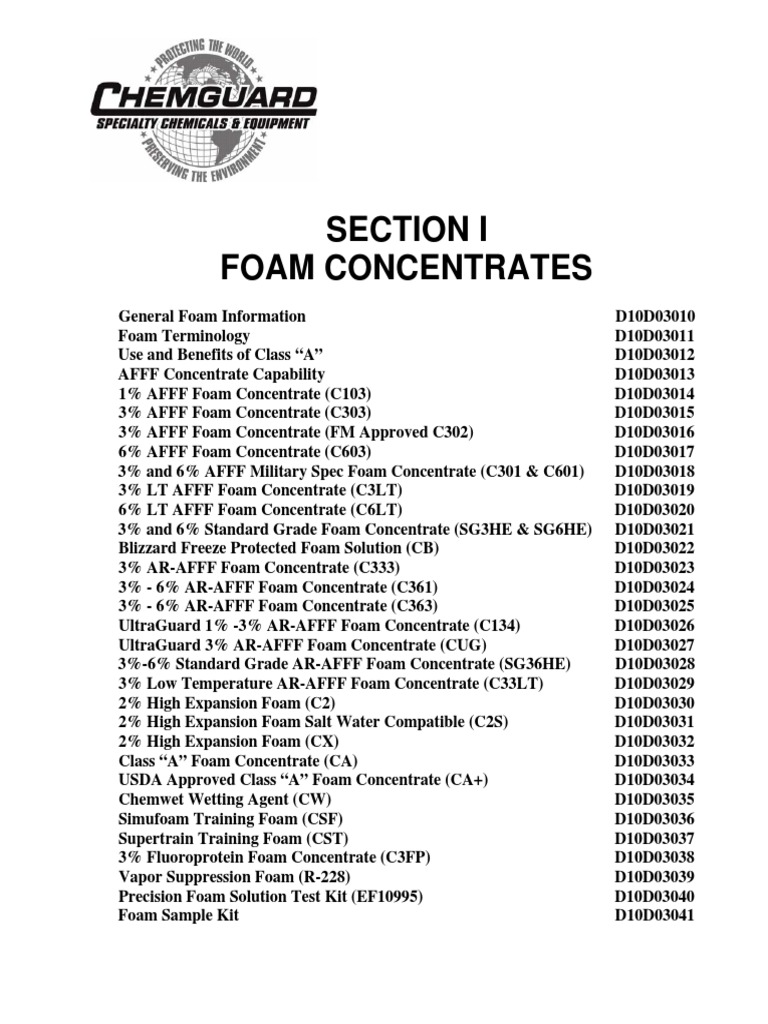 Chemguard AFFF Foam Concentrates Guide | PDF | Fire Protection ...