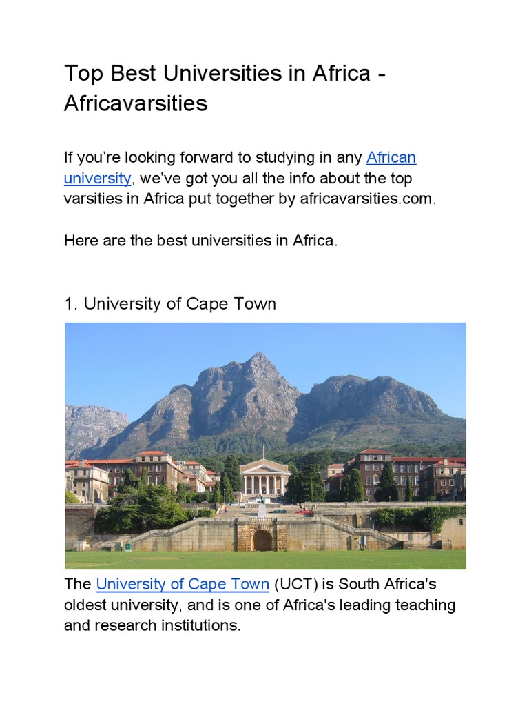 Top Best Universities in Africa | PDF | Academia | Students